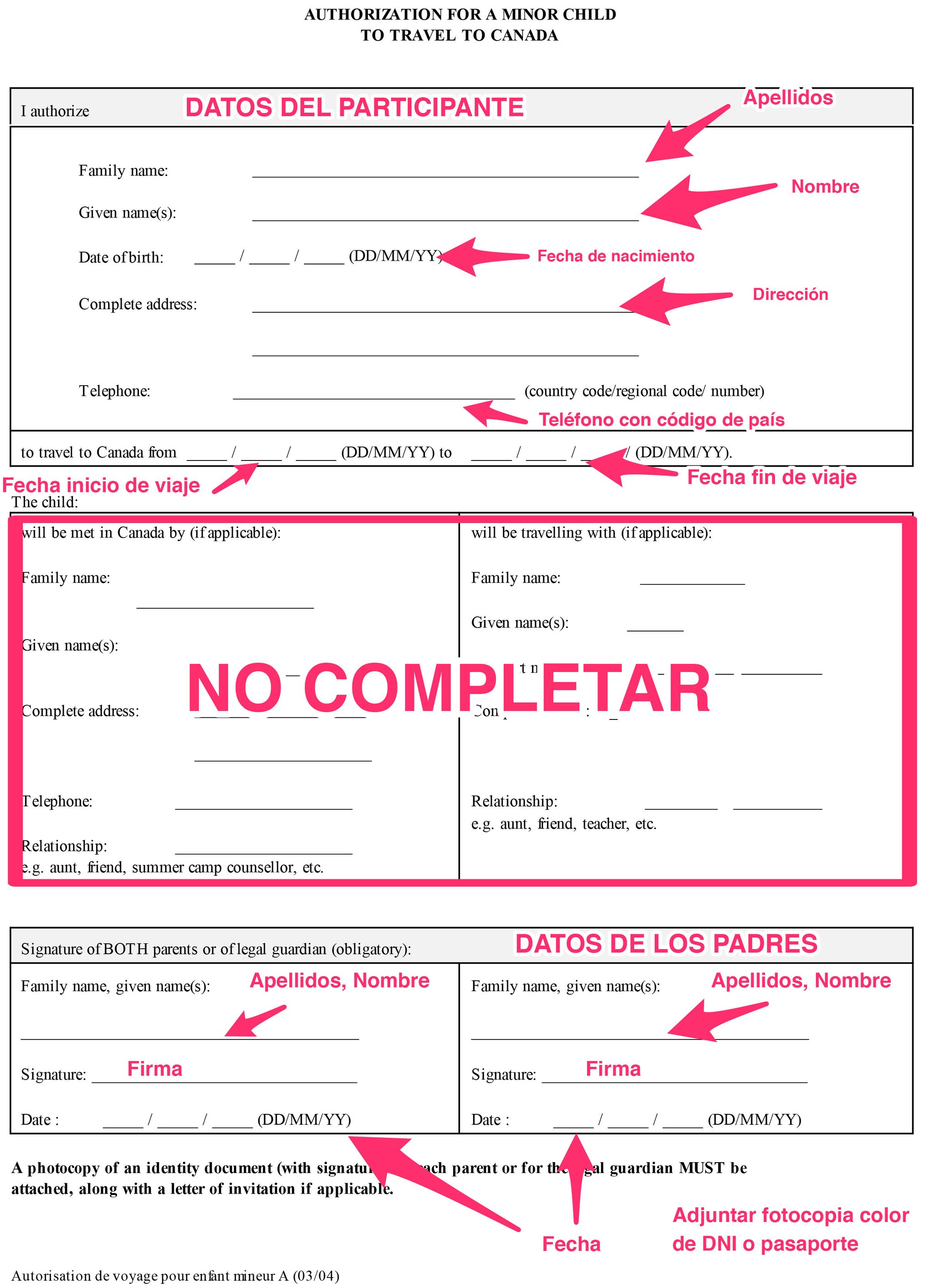 Autorización Del Menor Para Viajar A Canadá 8164